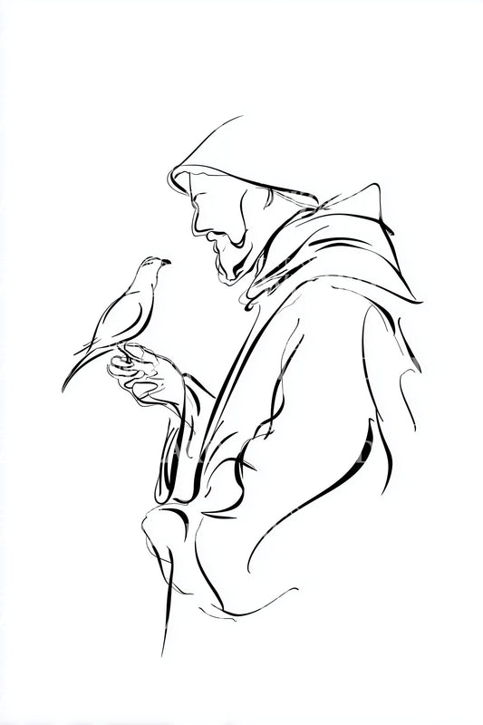 Saint Francis Outline Tattoo Design