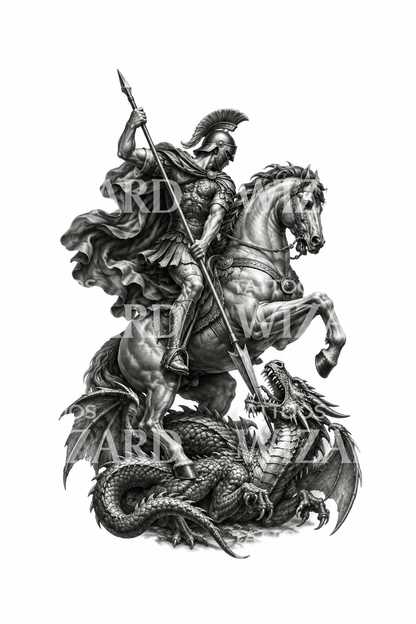 Saint George Slaying the Dragon Tattoo Design