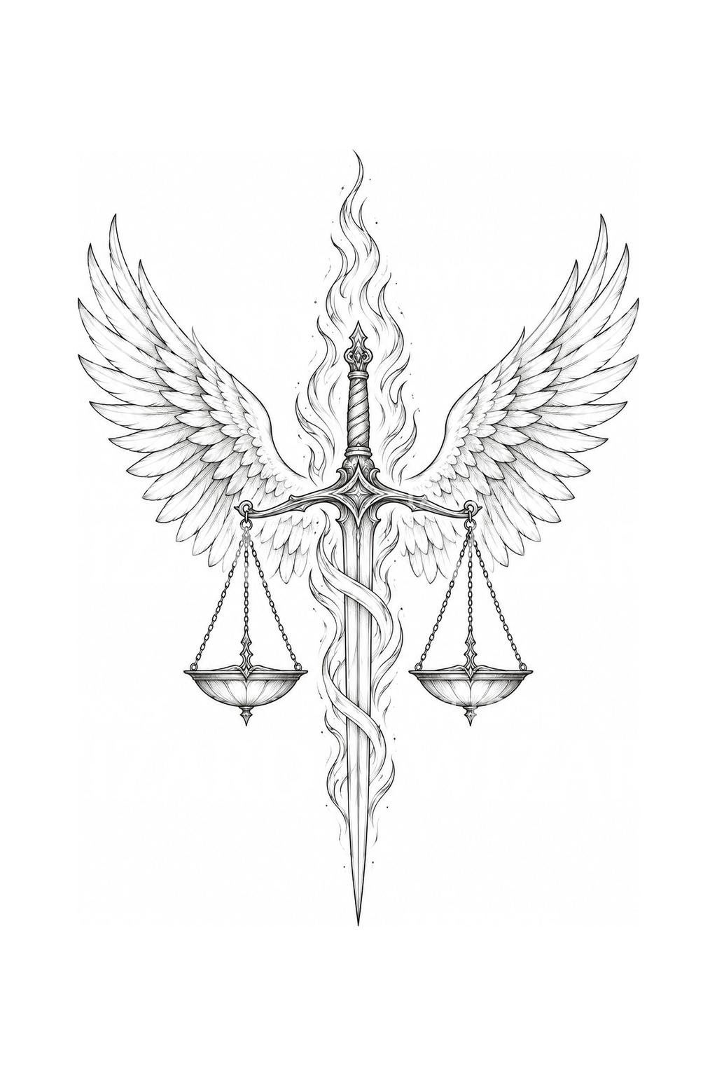 Saint Michael Sword and Scales Tattoo Idea