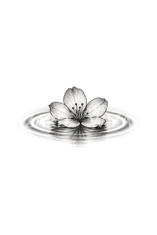 Idea per un tatuaggio di fiori di sakura sull’acqua immobile