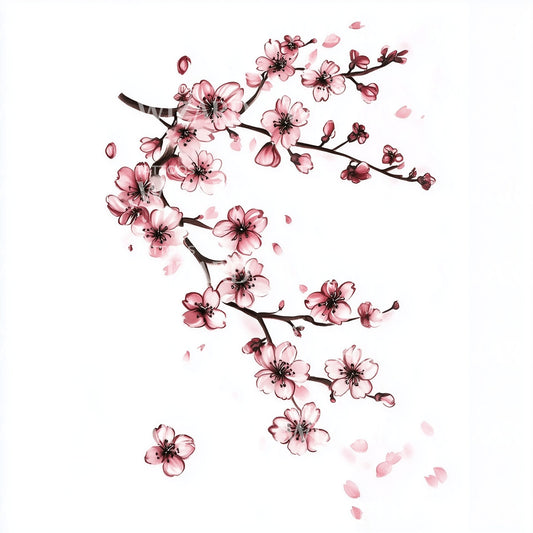 Sakura Petal Breeze Tattoo Design