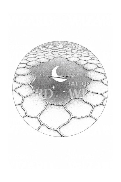 Salt Flat Moon Reflection Tattoo Design