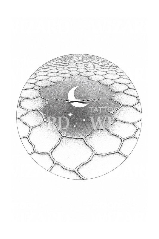 Salt Flat Moon Reflection Tattoo Design