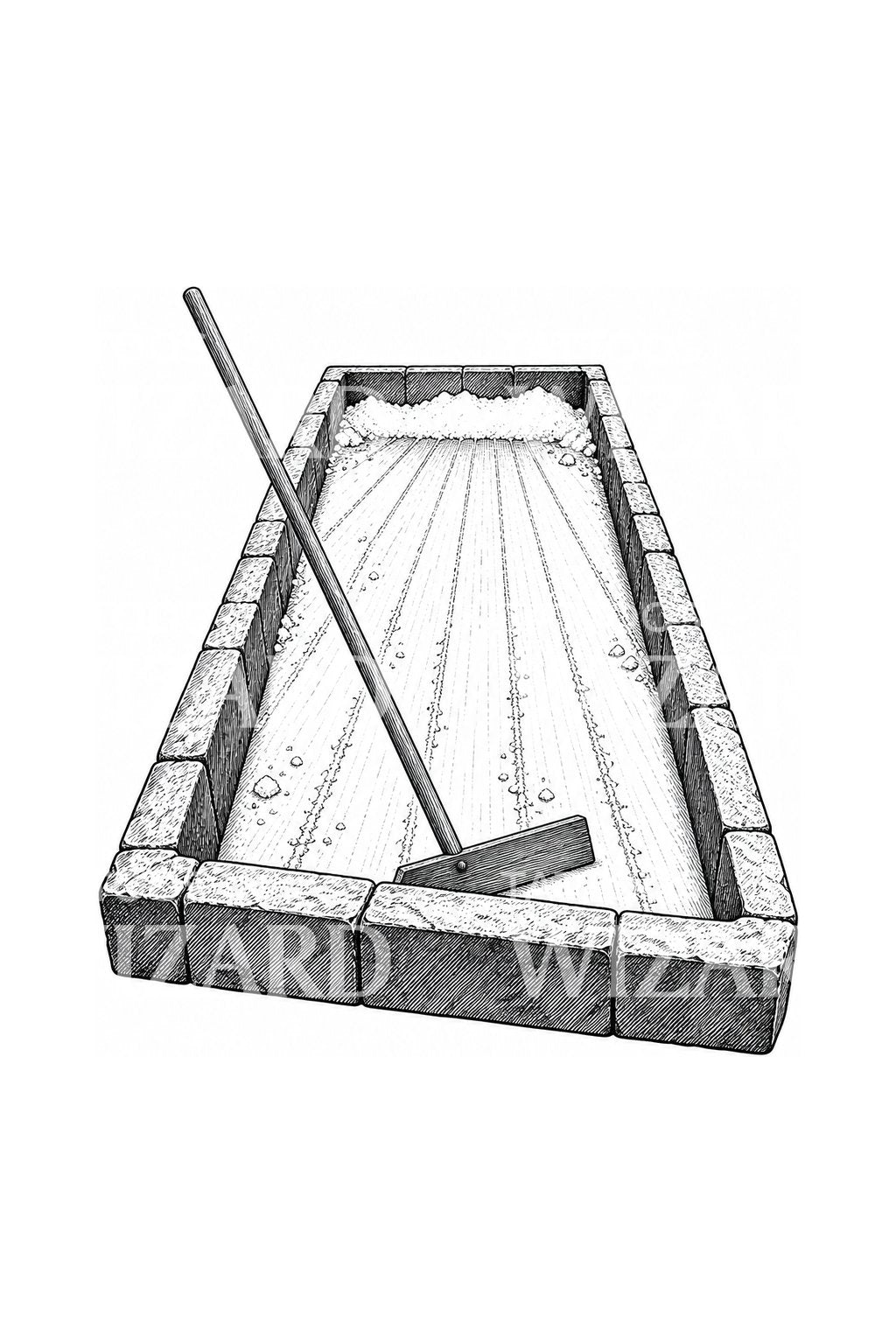 Salt Pan and Wooden Rake Tattoo Design
