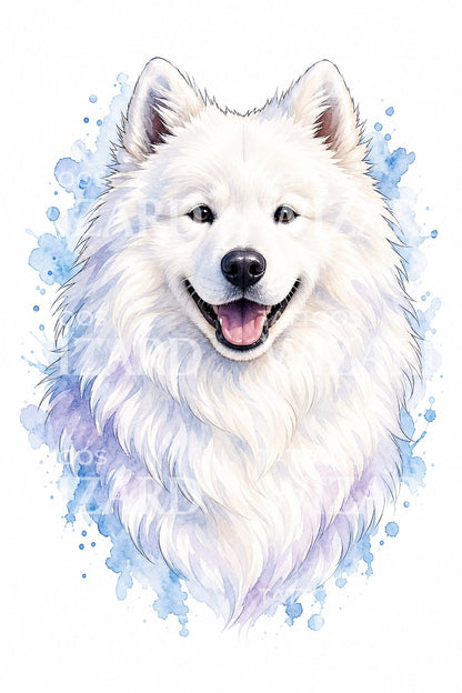 Samoyed Dog Portrait Tattoo Design