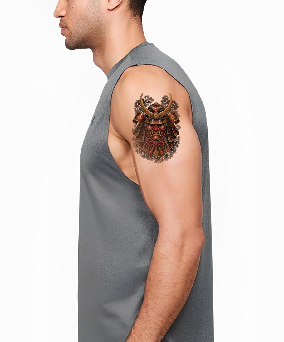Japanese Samurai Helmet Tattoo Design