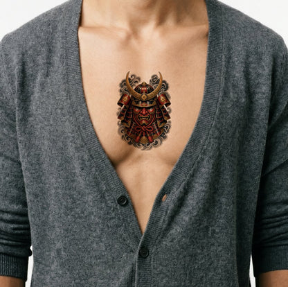 Japanese Samurai Helmet Tattoo Design