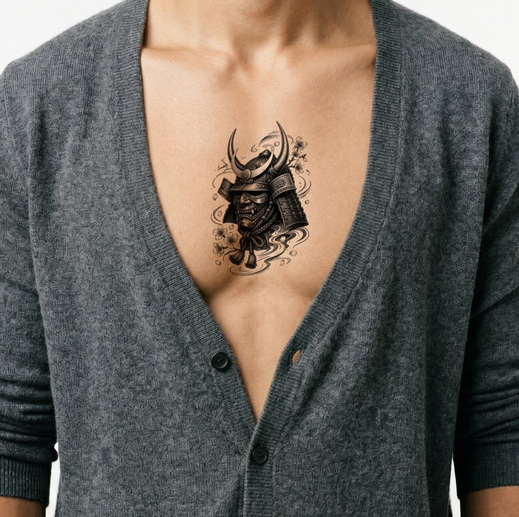 Samurai Kabuto Mask Japanese Tattoo Design