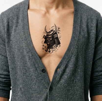 Samurai Kabuto Mask Japanese Tattoo Design
