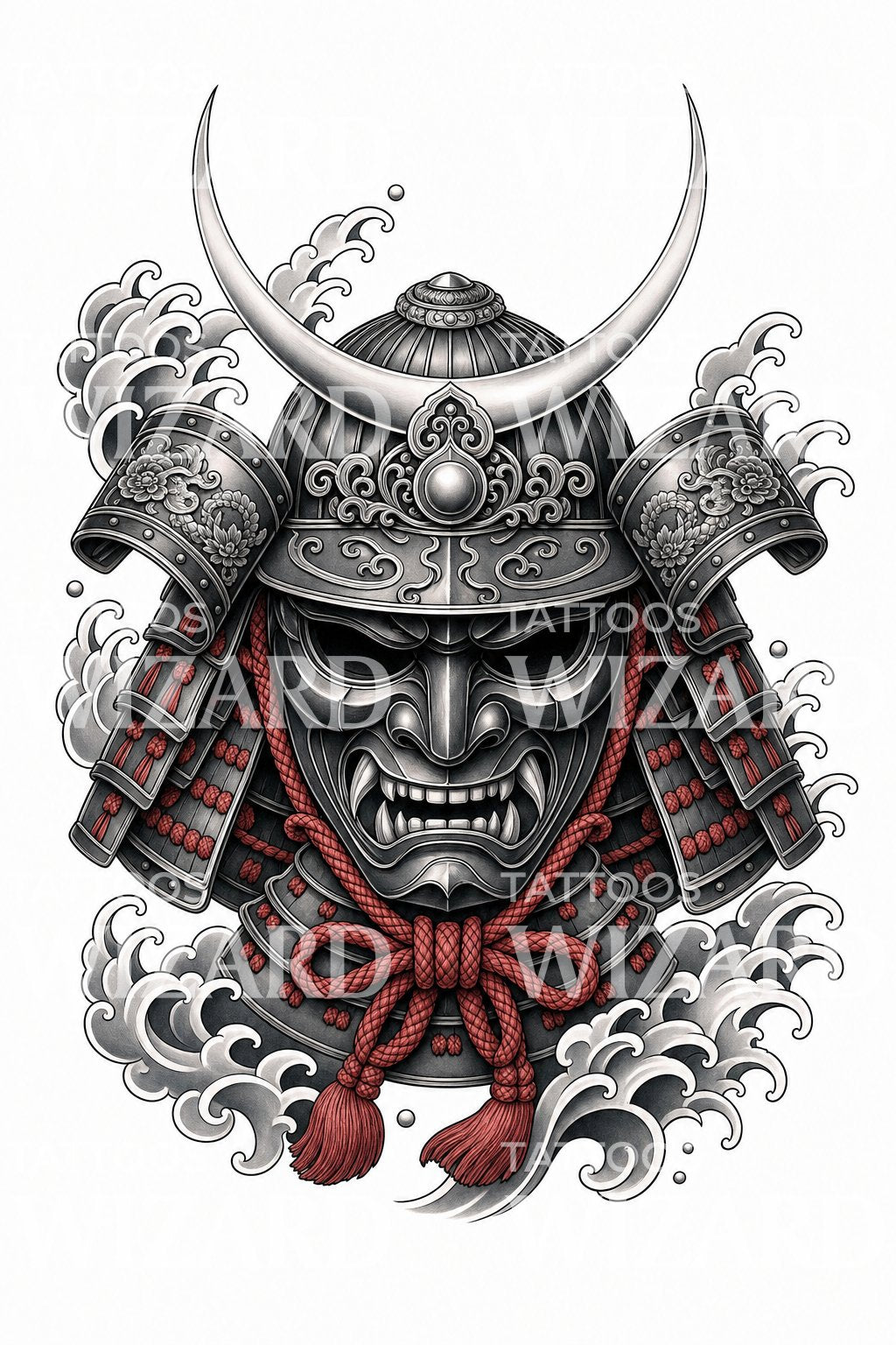 Samurai Kabuto Helmet Tattoo Design