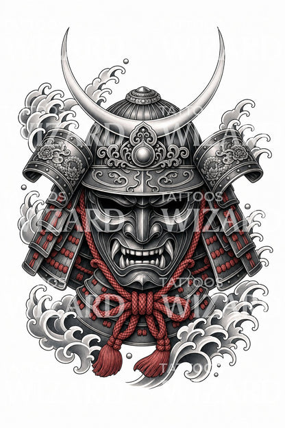 Samurai Kabuto Helmet Tattoo Design