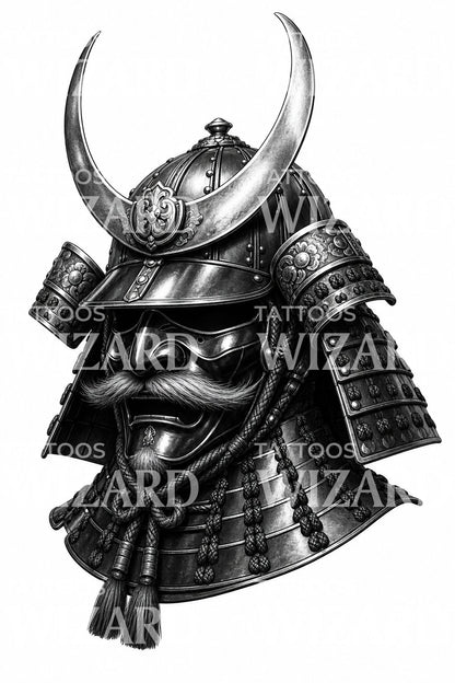 Projekt tatuażu hełmu samurajskiego Kabuto