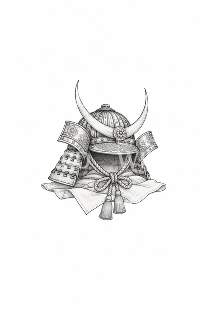 Idea de tatuaje de casco samurái kabuto