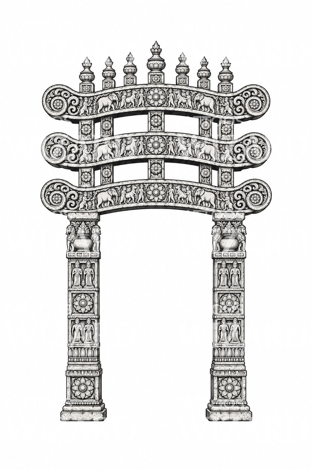 Sanchi Torana Temple Gateway Tattoo Design
