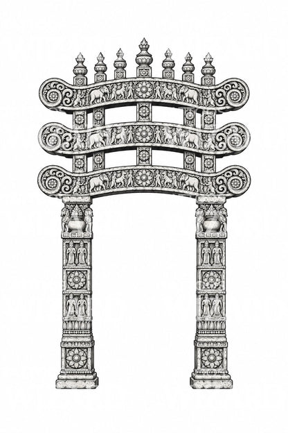 Sanchi Torana Temple Gateway Tattoo Design