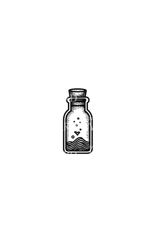 Sand Filled Bottle Tattoo Idea