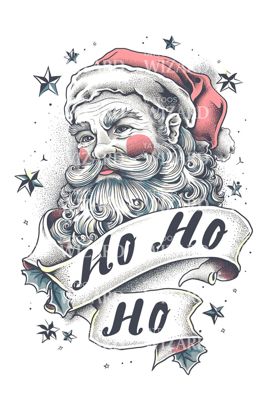 Santa Ho Ho Tattoo Illustration