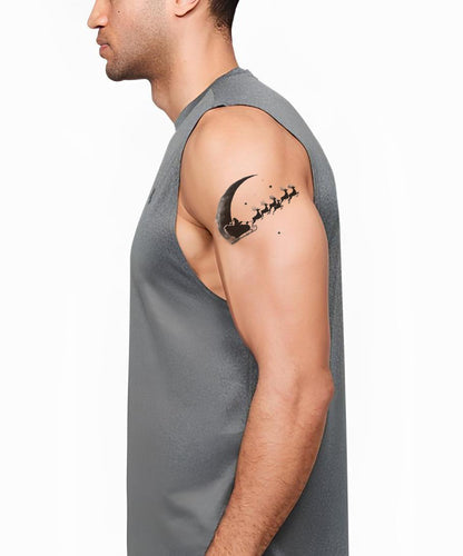 Santa Sleigh Crescent Moon Tattoo Design
