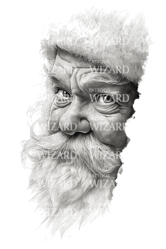 Santa Portrait Tattoo Design