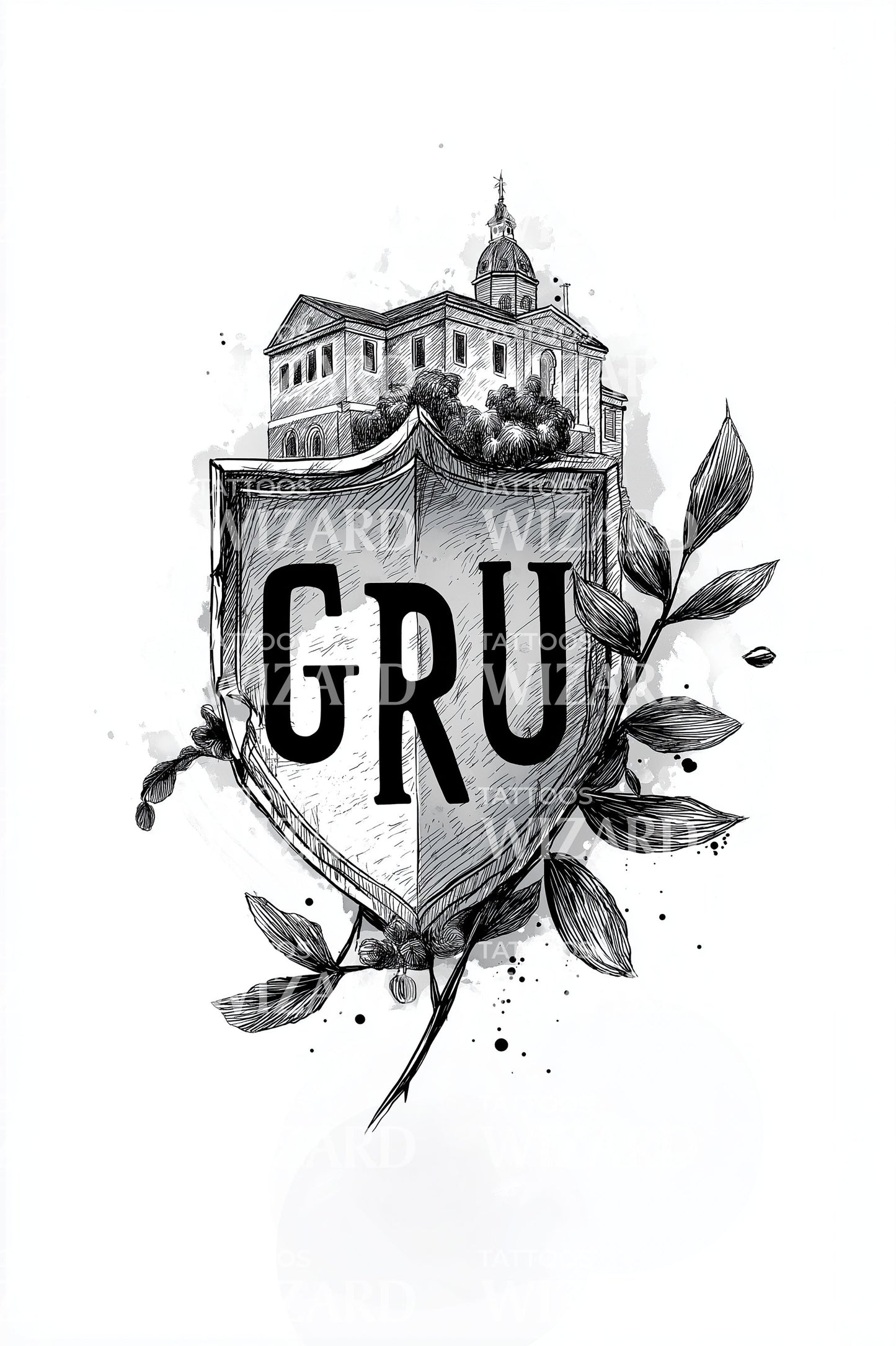 Sao Paulo GRU Laurel Shield Tattoo Design