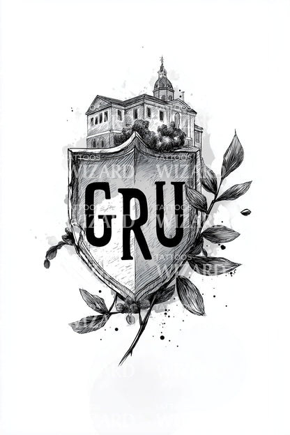 Sao Paulo GRU Laurel Shield Tattoo Design