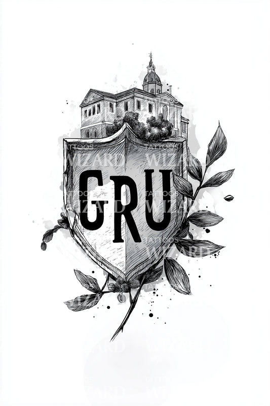 Sao Paulo GRU Laurel Shield Tattoo Design