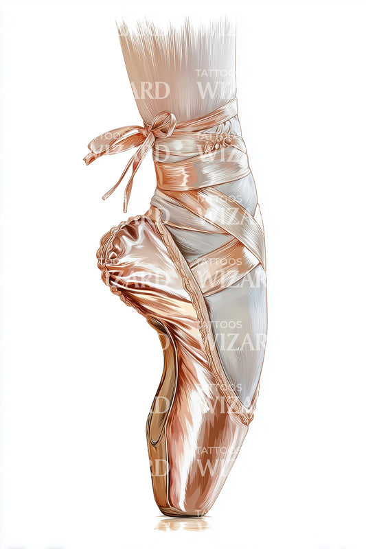 Satin Ballet Pointe Shoe Tattoo Design
