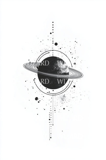 Saturn Orbit Scatter Tattoo Design