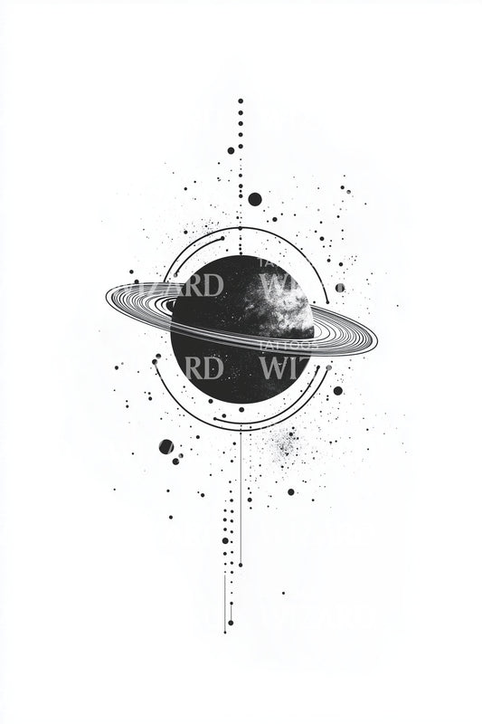 Saturn Orbit Scatter Tattoo Design