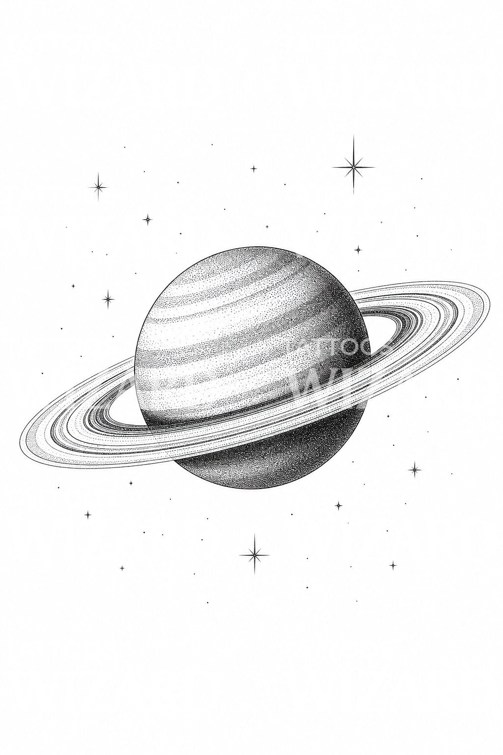 Saturn Planet Rings Tattoo Design