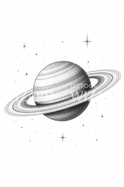 Saturn Planet Rings Tattoo Design