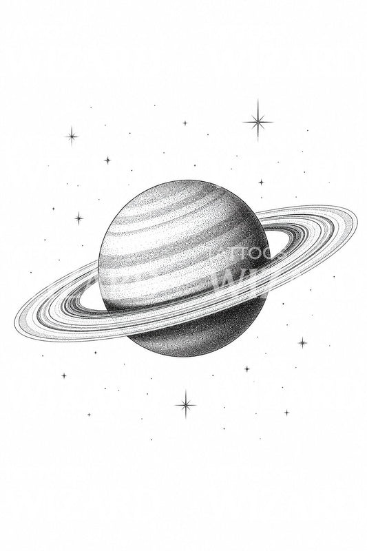 Saturn Planet Ringe Tattoo Design