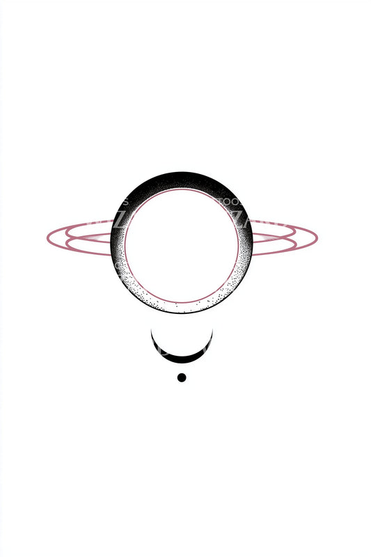 Saturn Ringed Planet Tattoo Design