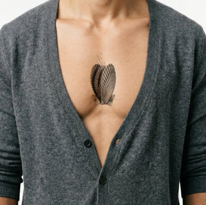 Tattoomotiv Jakobsmuschel mit wachsamen Augen