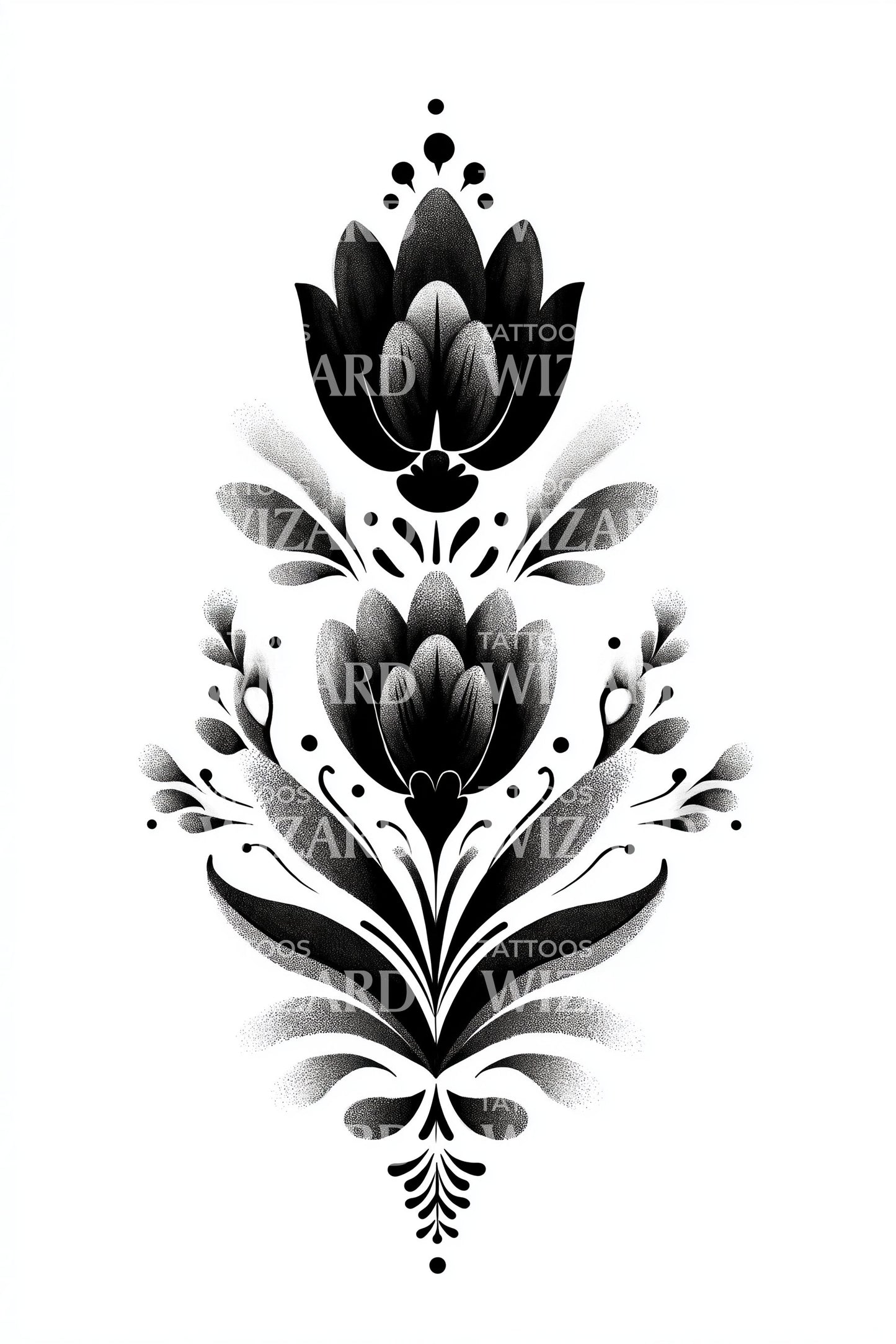 Scandinavian Floral Motif Tattoo Design