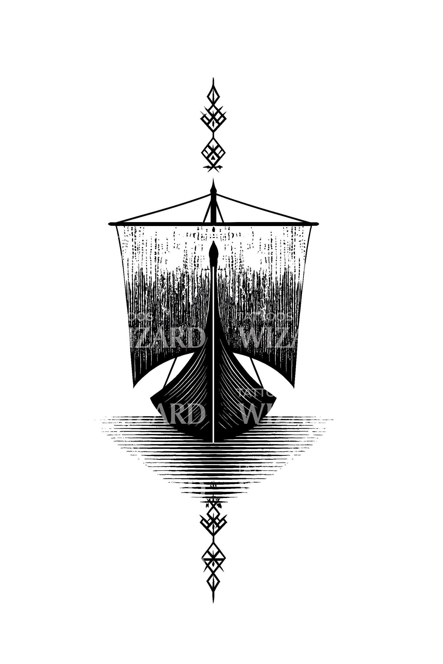 Ideia de Tatuagem com Emblema de Navio Longo Escandinavo