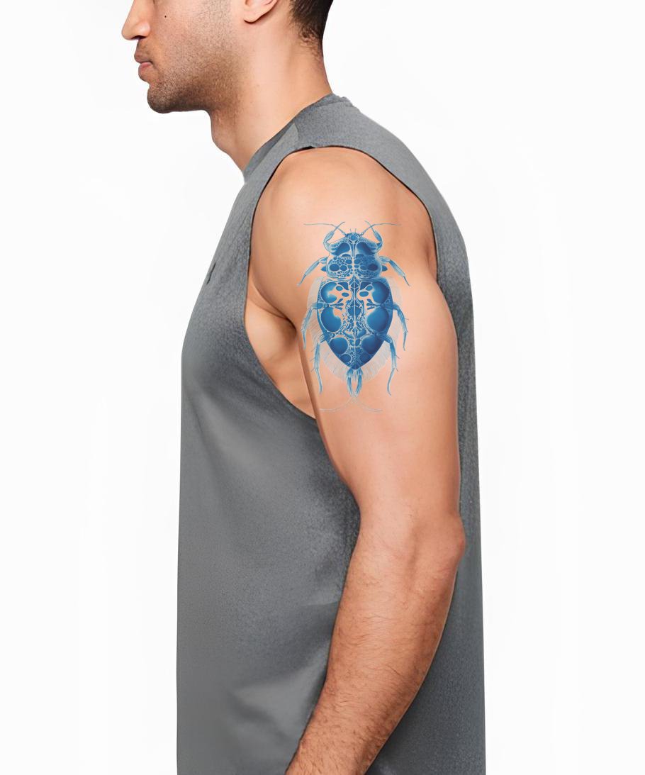 Blue Scarab Beetle Tattoo Design