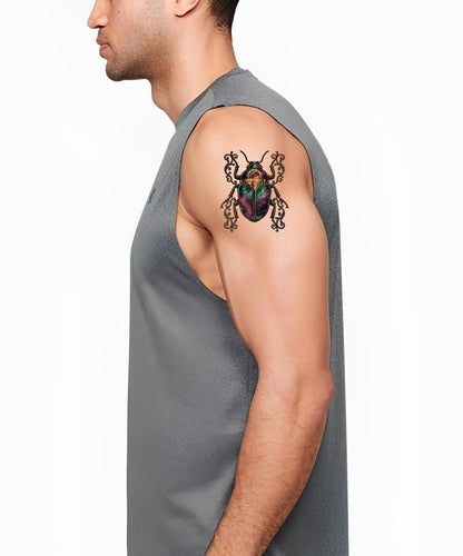 Cosmic Scarab Compass Tattoo Design