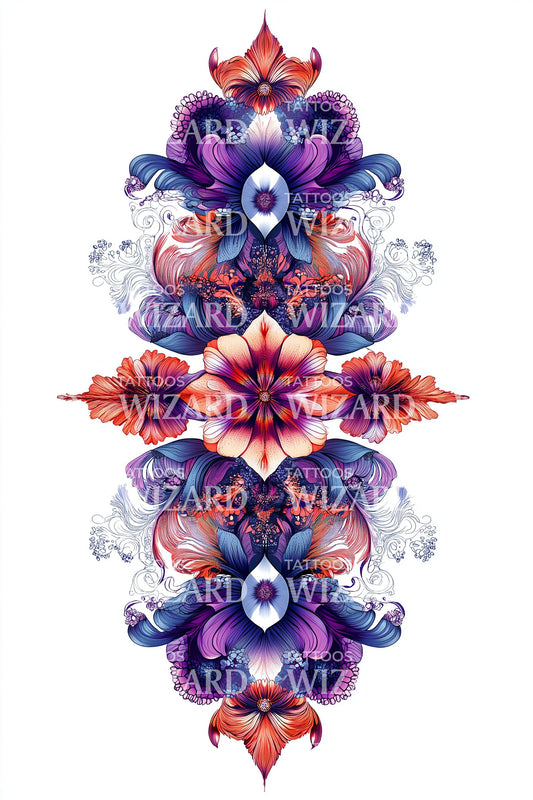 Scarlet Indigo Mandala Tattoo Design