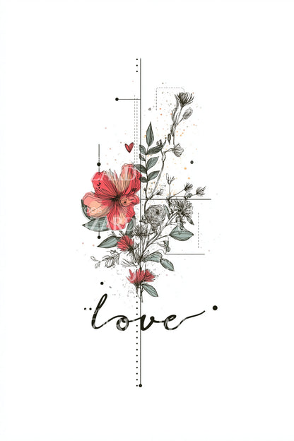 Diseño de tatuaje Columna de Amor Escarlata