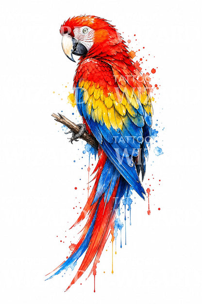 Scarlet Macaw Tattoo Design