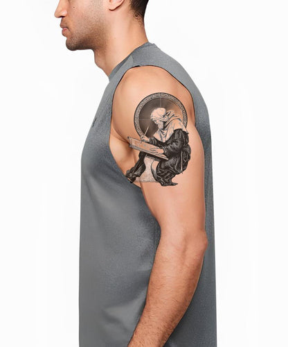 Monastic Scholar Reading Tattoo Design