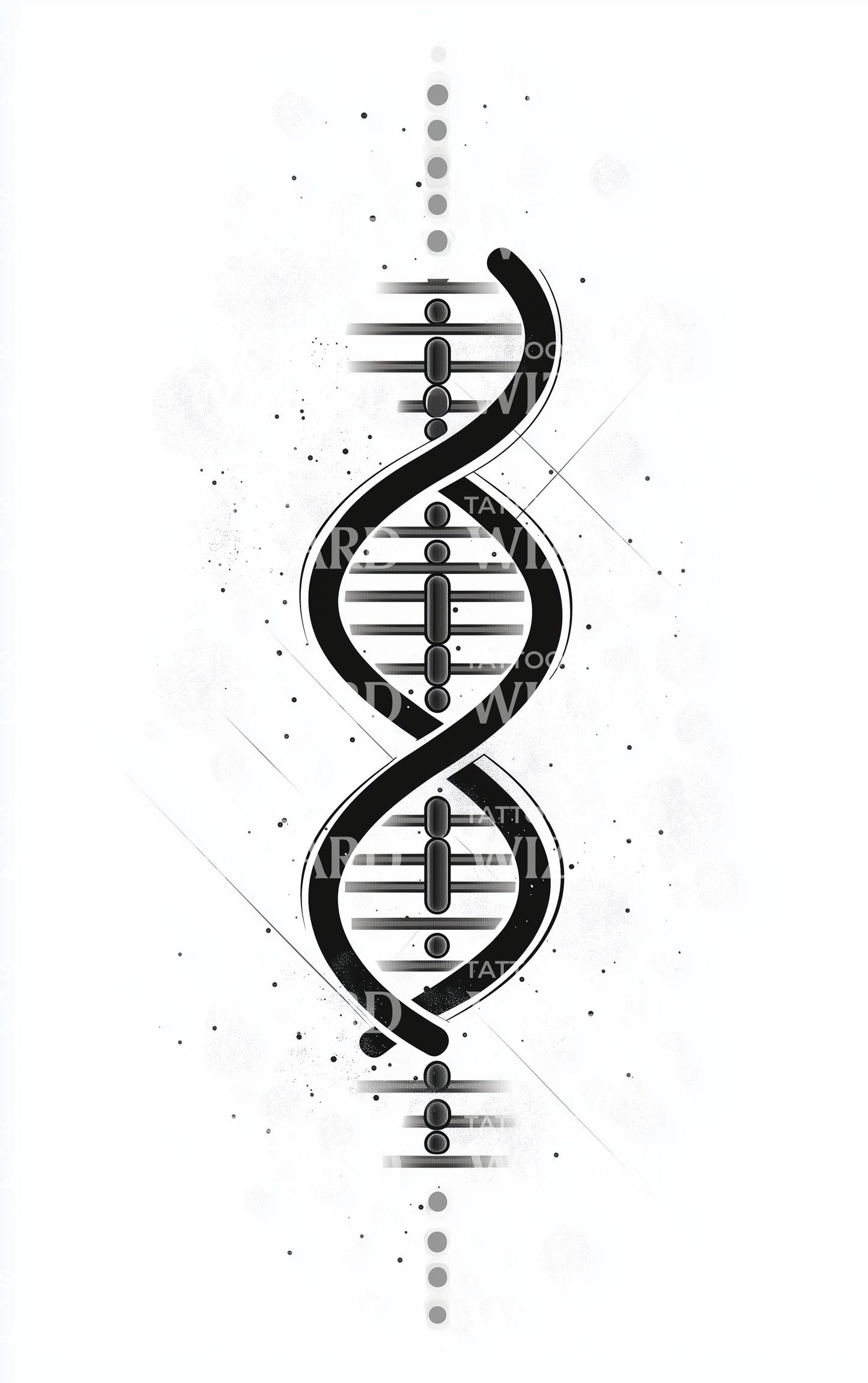 Scientific Blackwork DNA Tattoo Idea