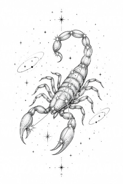 Scorpio Constellation Fine Line Tattoo Design