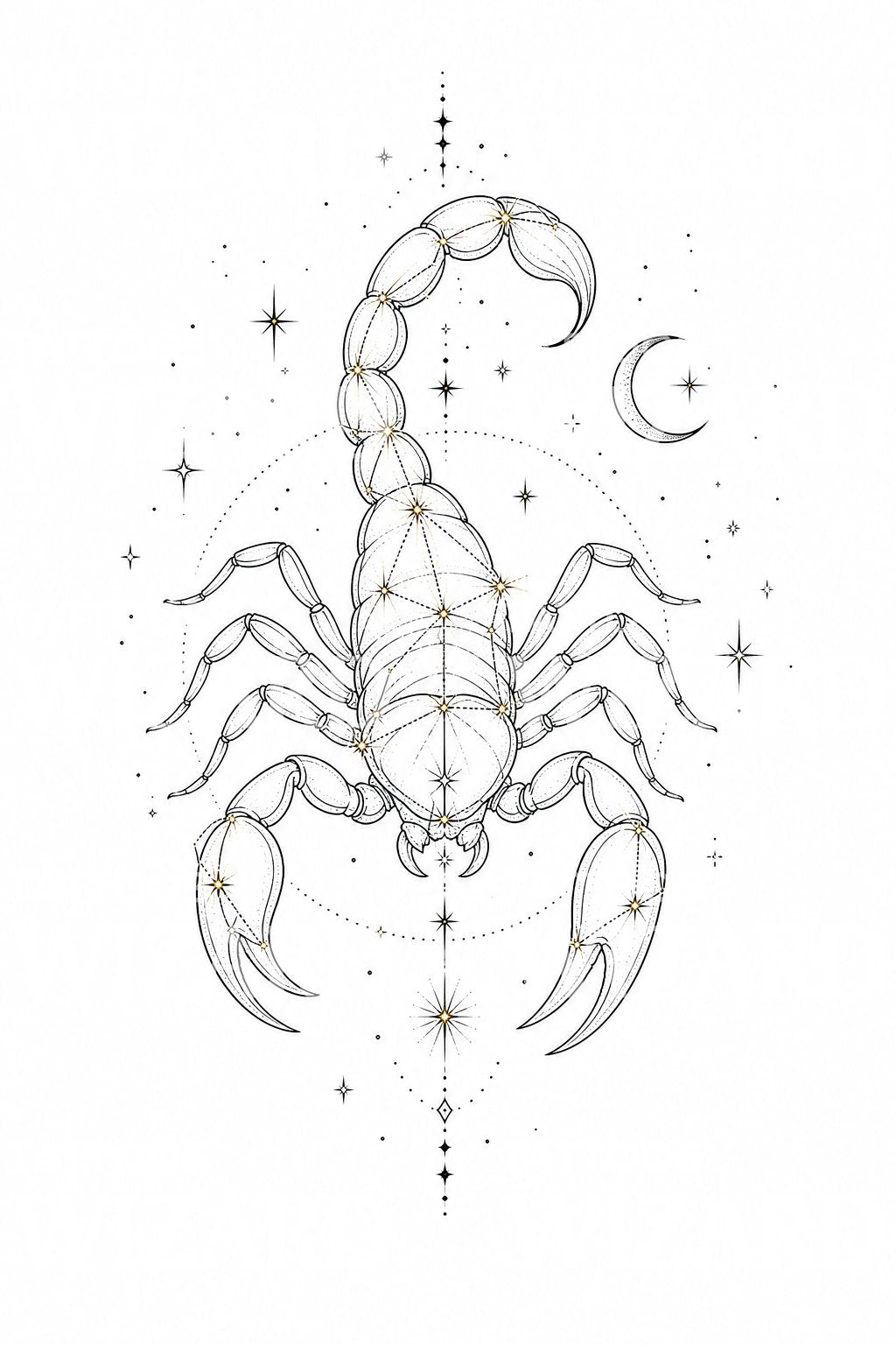 Scorpio Constellation Fine Line Tattoo Design