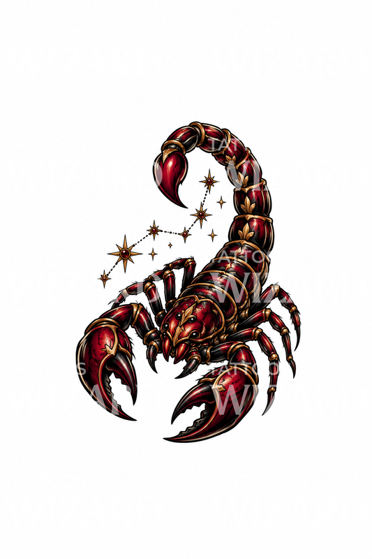 Skorpion med stjärnbild som tatueringsdesign