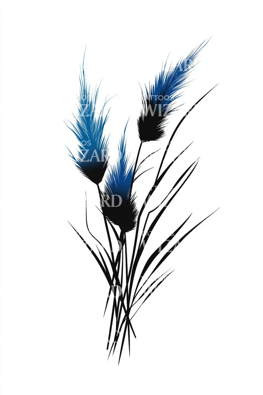 Scotland Blue Thistles Tattoo Illustration