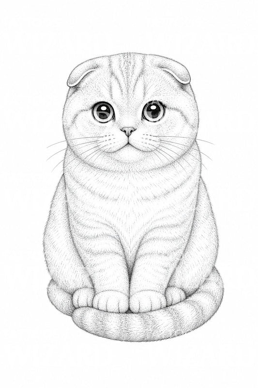 Diseño de tatuaje de gato Scottish Fold