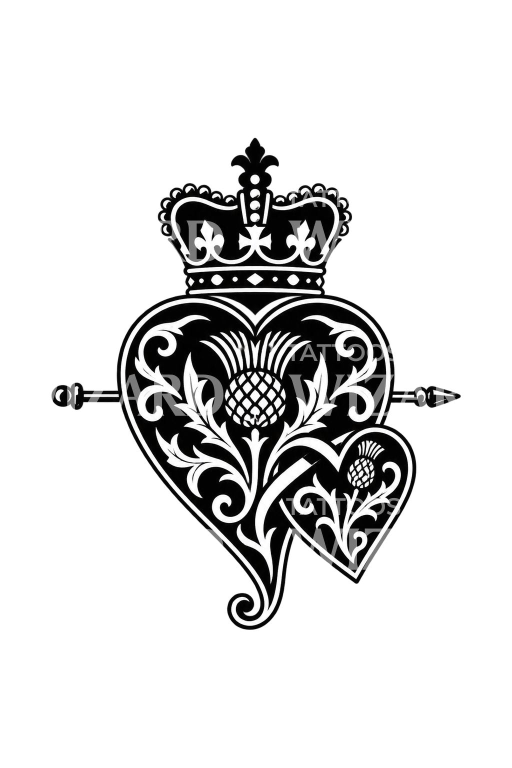 Schottisches Tattoo-Design mit gekrönten Luckenbooth-Herzen