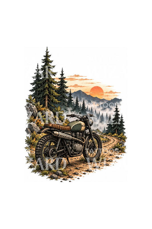 Scrambler Motosiklet Orman Yolu Dövmesi